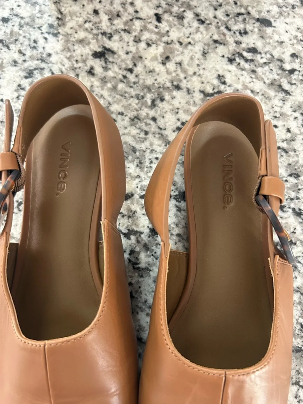 Vince Cadot Tortoise Buckle Slingback Flats Leather Peanut 7.5 - Picture 10 of 11